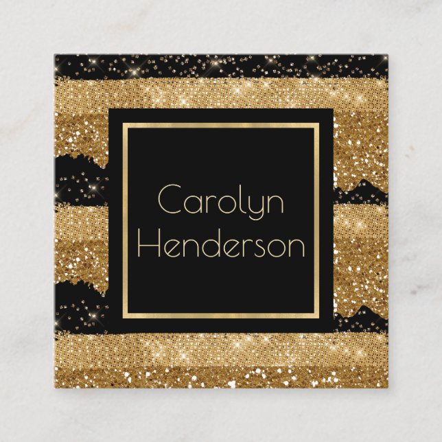 Modern Glam Black and Gold Business Card (Front)