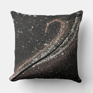 Modern Glam Black Glitter Throw Pillow