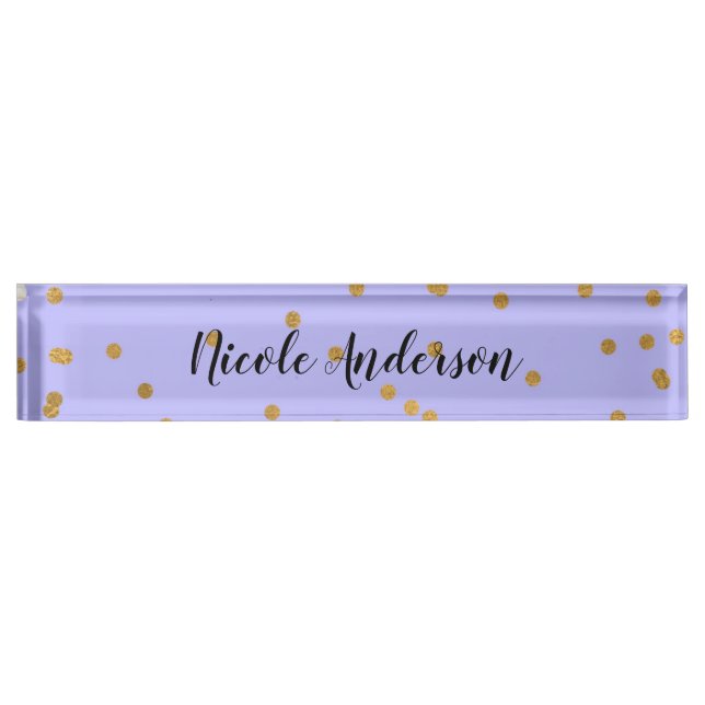 Modern Glam Black & Gold Brush Stroke Stripe Chic Nameplate (Front)