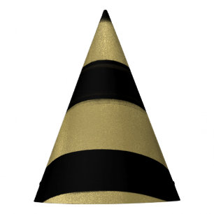 Modern Glam Black & Gold Paint Stroke Stripe Party Hat