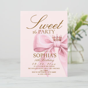 Modern Glam Blush Pink Sweet 16 Party Invitation