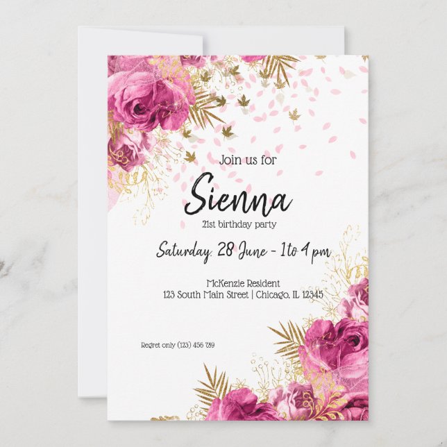 Modern Glam Chic Flowers for all occasions Invitation (Front)