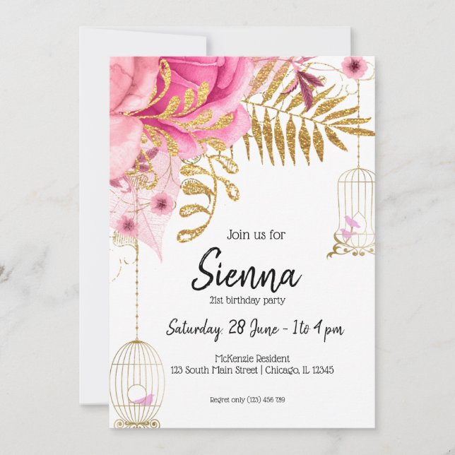 Modern Glam Chic Flowers for all occasions Invitation (Front)