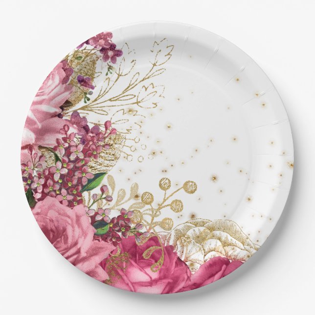 Modern Glam Chic Flowers for all occasions Paper Plate (Front)