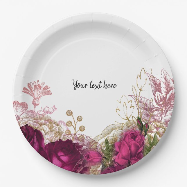 Modern Glam Chic Flowers for all occasions Paper Plate (Front)