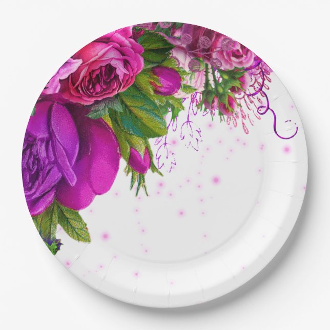 Modern Glam Chic Flowers for all occasions Paper Plate (Front)