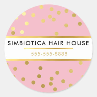 MODERN GLAM CONFETTI polka dot faux gold pale pink Classic Round Sticker