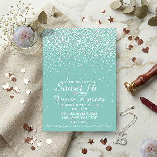 Modern Glam Confetti Sweet 16 Birthday Invitation
