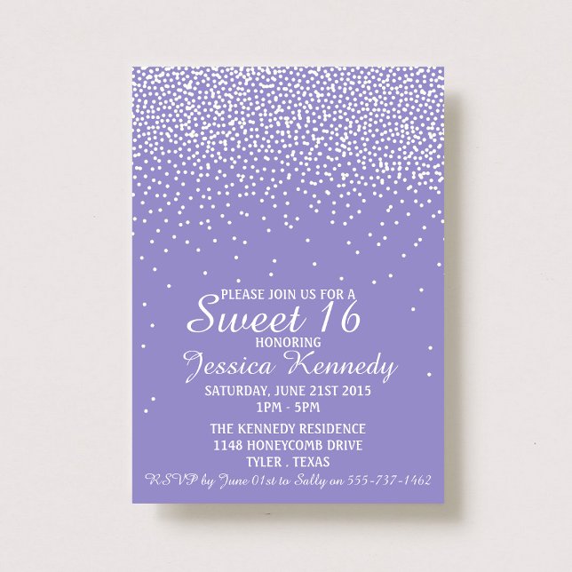 Modern Glam Confetti Sweet 16 Birthday Invitation (Creator Uploaded)