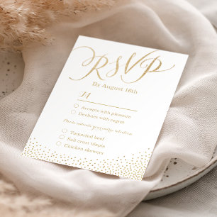 Modern glam faux gold glitter calligraphy RSVP Card