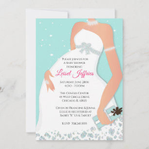 Modern Glam Glitter Teal Baby Shower Invitation