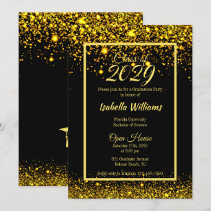 Modern Glam Gold Glitter Graduation Party Invitation