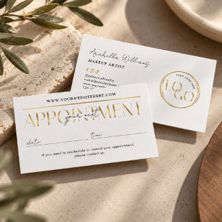 Modern Glam Gold Logo Makeup Beauty Salon Hair Appointment Card