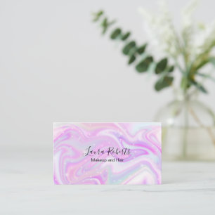 Modern Glam Iridescent Sparkle Holographic Pink Business Card