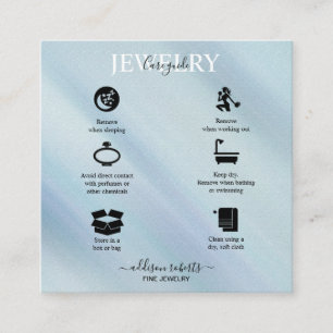 Modern Glam Iridescent Sparkle Jewellery Care Square Business Card