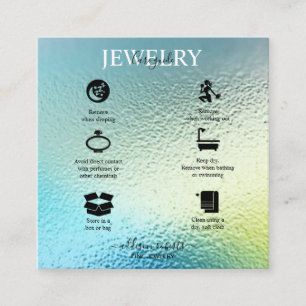 Modern Glam Iridescent Sparkle Jewellery Care Square Business Card