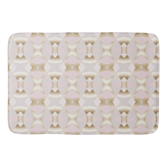 Modern Glam Pink Gold Kaleidoscope Geometric  Bath Mat (Front)
