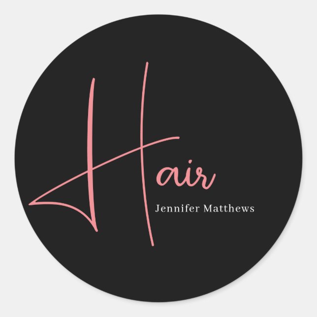 Modern glam pink neon hair technician manicurist classic round sticker (Front)