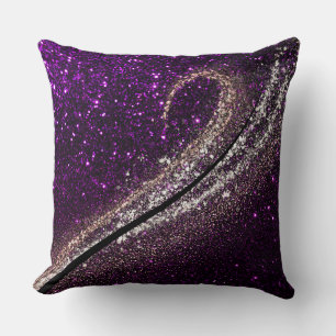 Modern Glam Purple Glitter Poster Throw Pillow