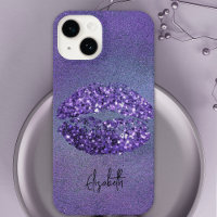 Modern Glam Purple Glittery Kiss Lipstick Imprint