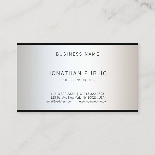 Modern Glam Stylish Design Professional Top Plain Business Card (Front)