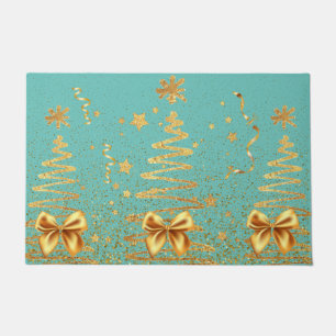 Modern glam trees adorable glitter Xmas blue Doormat