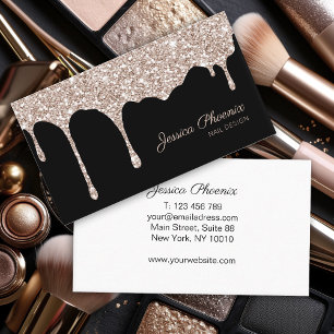 Modern glamor beige gold business card