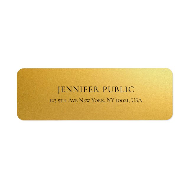 Modern Glamor Gold Elegant Golden Adresse de retou (Devant)