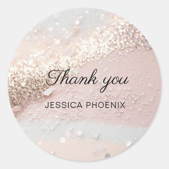Modern Glamour Glitter  Classic Round Sticker (Front)