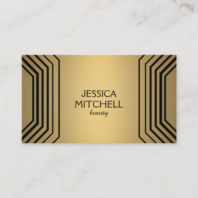 Modern Glamour in Gold Beauty, Makeup, Boutique Business Card (Front)