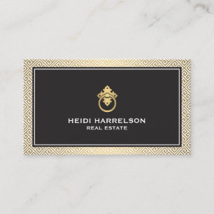 Modern Glamour Realtor, Real Estate Gold/Black Business Card