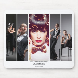 Modern Glamour Retro Style Portfolio Photo Collage Mouse Pad