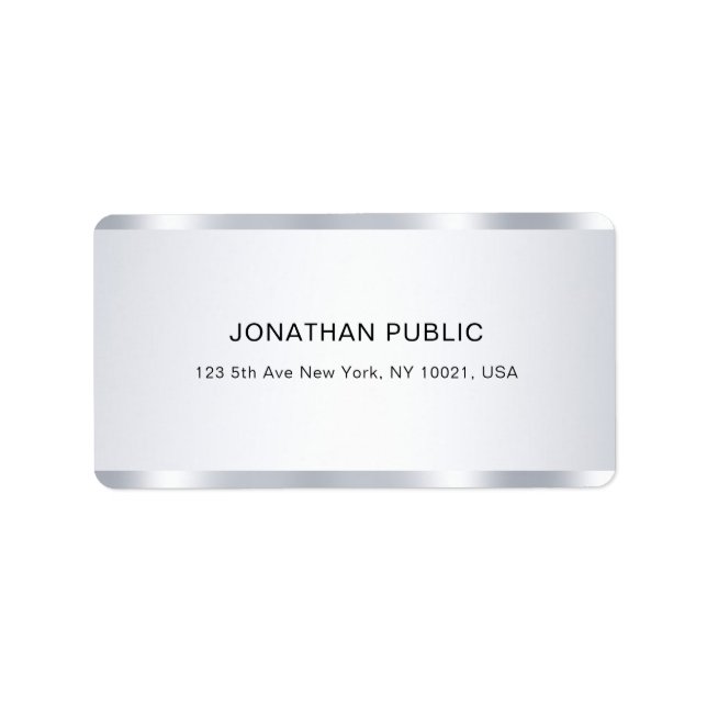 Modern Glamour Silver Look Cool Template Address Label (Front)