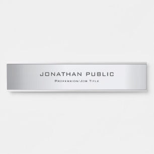 Modern Glamour Silver Template Trendy Elegant Door Sign