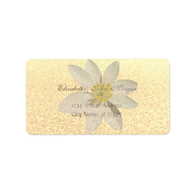 Modern Glamourous Chic Faux Gold  Glittery,Daisy Label (Front)