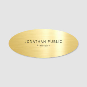 Modern Glamourous Gold Look Template Oval Name Tag