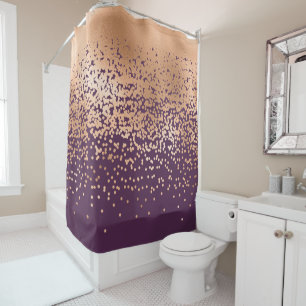 Modern Glamourous Gold Purple Polka Dot Gradient