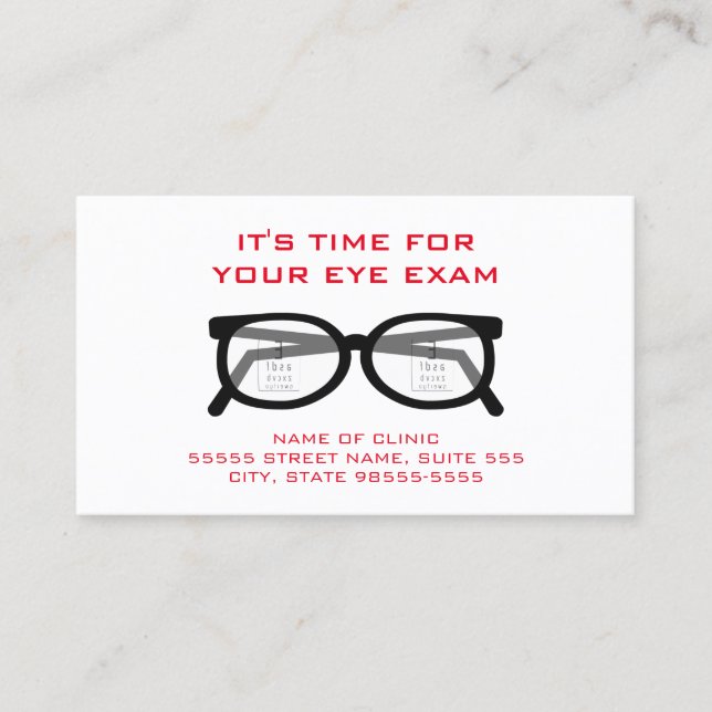 Modern Glasses Eye Exam Appointment Reminder (Front)