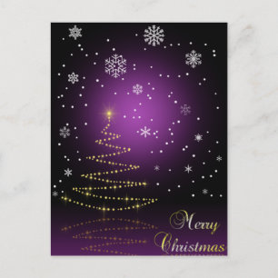 Modern Gleamy Christmas Tree Holiday Postcard