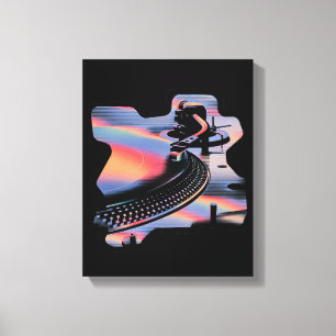 Modern Glitch Style Turntable – Colorful Design Canvas Print