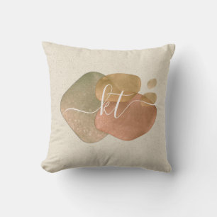 Modern Glitter Abstract Shapes Script Monogram  Throw Pillow