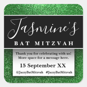 Modern Glitter Birthday Party Favours Thank You Square Sticker