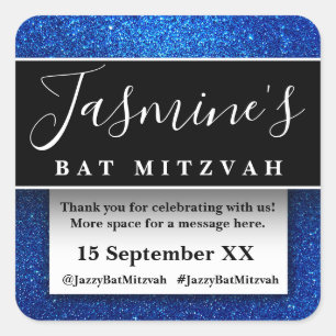 Modern Glitter Birthday Party Favours Thank You Square Sticker