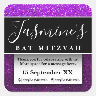 Modern Glitter Birthday Party Favours Thank You Square Sticker