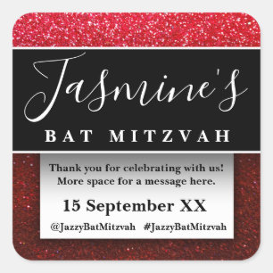 Modern Glitter Birthday Party Favours Thank You Square Sticker