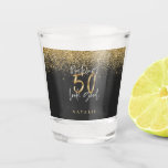 Modern glitter black and gold 50th birthday  shot glass<br><div class="desc">Modern glitter black and gold 50th birthday gift. Part of a elegant stylish collection.</div>