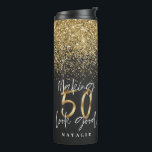 Modern glitter black and gold 50th birthday thermal tumbler<br><div class="desc">Modern glitter black and gold 50th birthday gift. Part of a elegant stylish collection.</div>