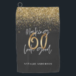Modern glitter black and gold 60th birthday golf towel<br><div class="desc">Modern glitter black and gold 60th birthday gift. Part of a elegant stylish collection.</div>