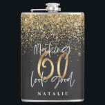 Modern glitter black and gold 60th birthday hip flask<br><div class="desc">Modern glitter black and gold 60th birthday gift. Part of a elegant stylish collection.</div>