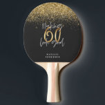 Modern glitter black and gold 60th birthday ping pong paddle<br><div class="desc">Modern glitter black and gold 60th birthday gift. Part of a elegant stylish collection.</div>